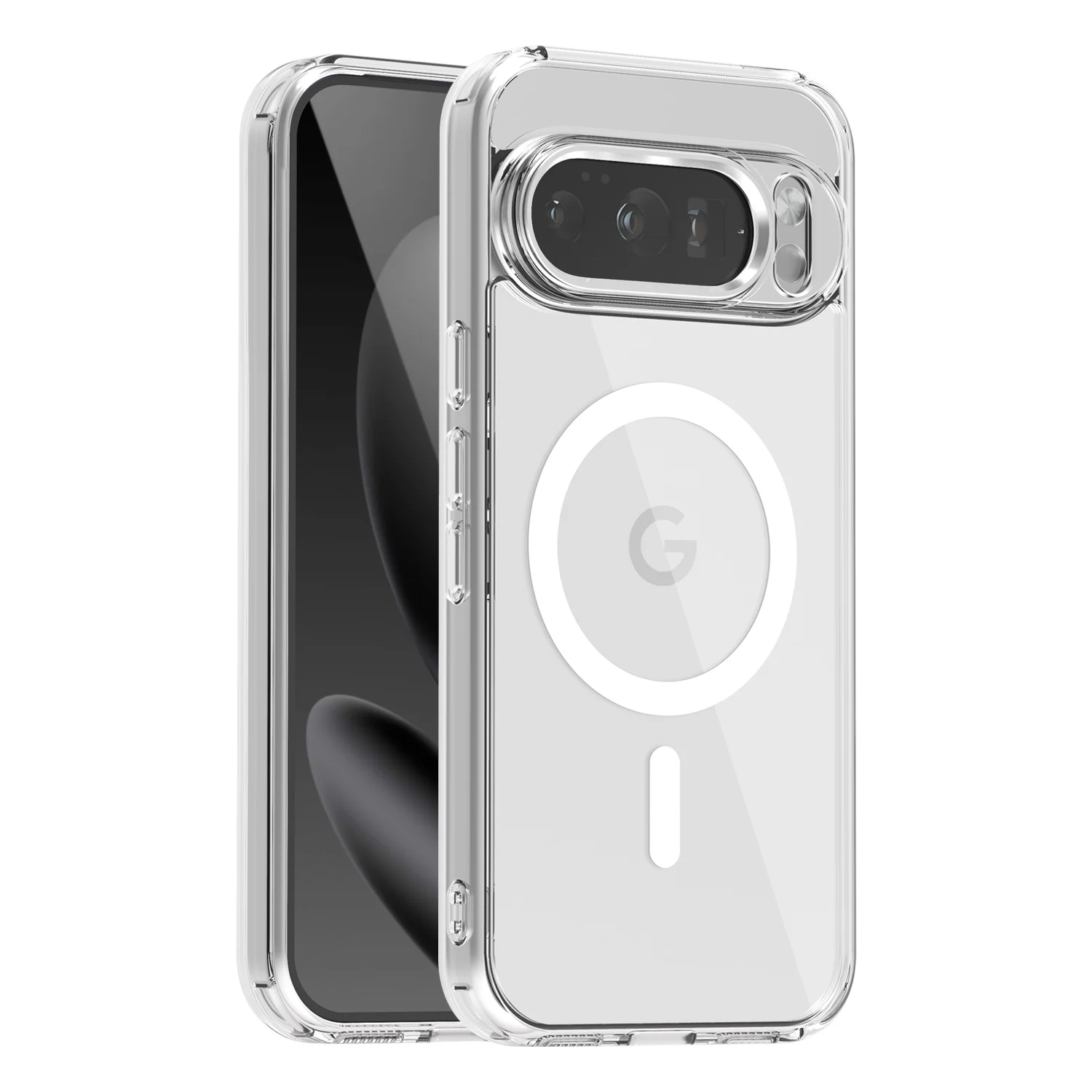 Transparent Magnetic Case with MagSafe for Wireless Charging - Metal Key Cover