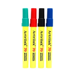 Permanent Waterproof Quick - Dry Oil - Based Ink Marker Set - Black, Blue, Red, Green (4pcs Mix)