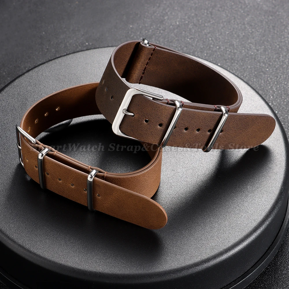 Vintage Coffee Brown Crazy Horse Leather Watch Strap – Soft Replacement Band