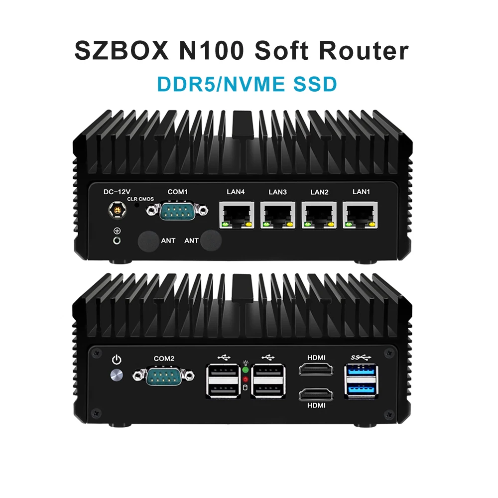 

Мини-роутер SZBOX X100 без вентилятора, 2,5G LAN DDR5 MAX 16G NVME SSD