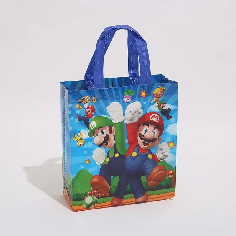 Super Mario Bros Non-Woven Handbag Anime Princess Peach Gift Bag Candy Packaging Bag Children Birthday Party Supplies 28x25cm