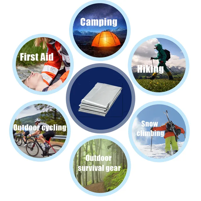 10 Peças De Cobertor De Folha De Emergência, Cobertores De Mylar Térmicos De Sobrevivência - Foto 4