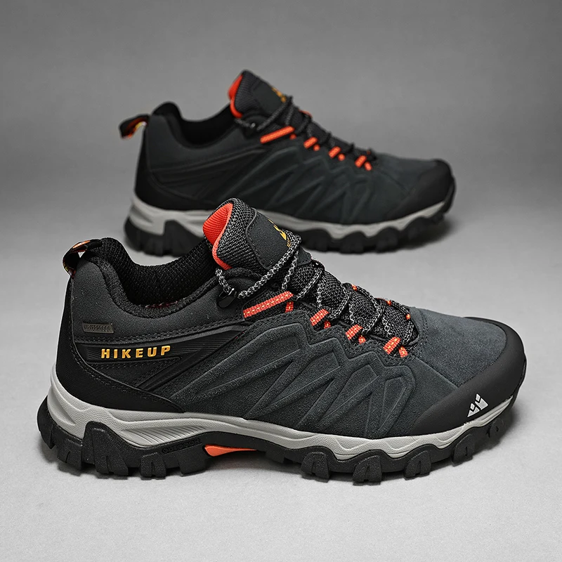 HIKEUP Hohe Qualität Leder Wanderschuhe Langlebig Outdoor Sport Männer Trekking Leder Schuhe Lace-Up Klettern Jagd Turnschuhe – Detail 30