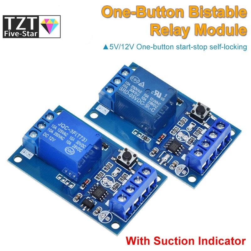 5V 12V Single Bond Button Bistable Relay Module Modified Car Start and ...