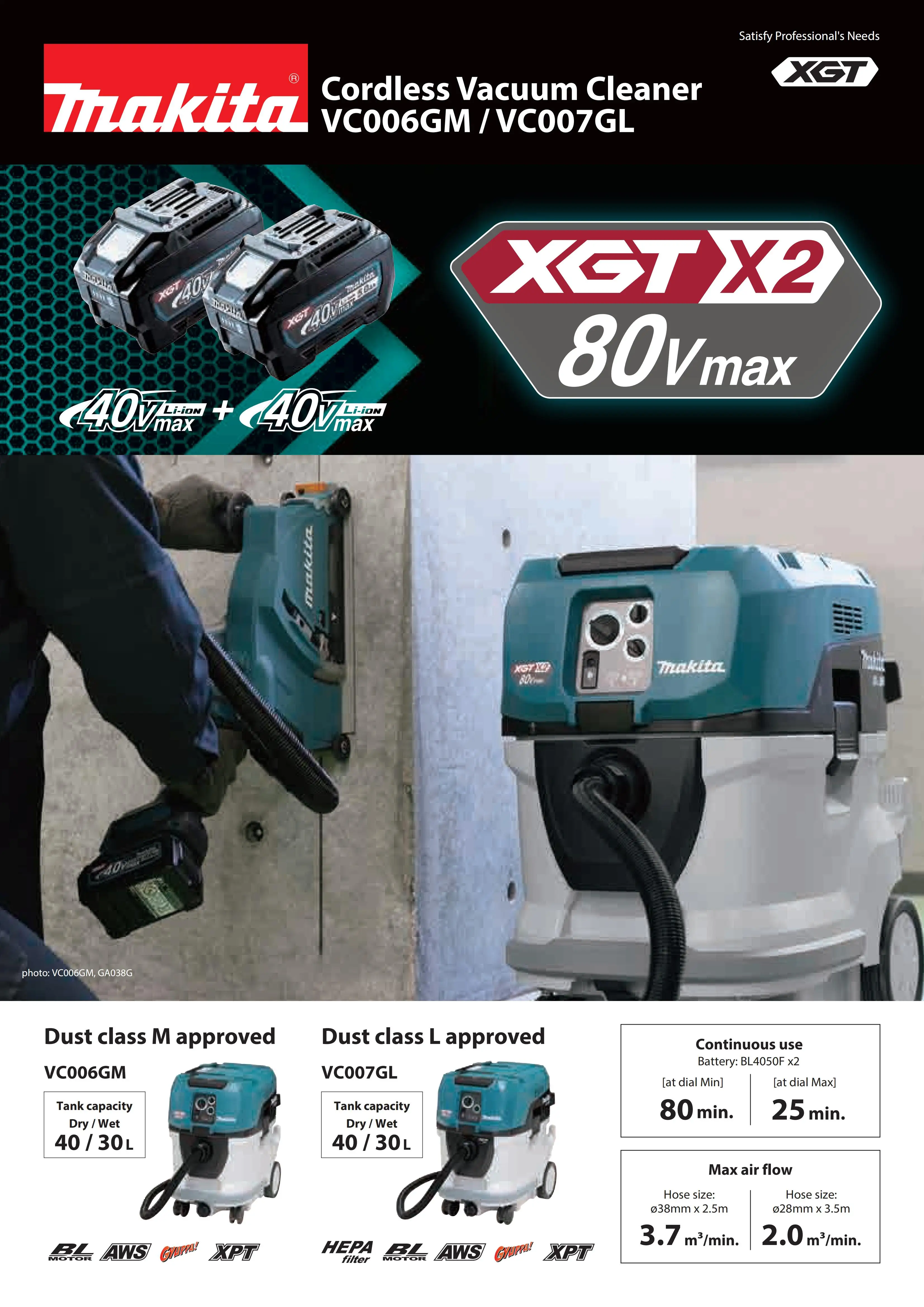 Makita VC006GMZ AWS Brushless Cordless Dust Extraction Vacuum MClass