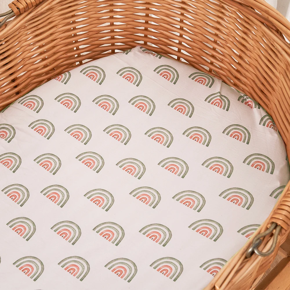 HappyFlute Nature Pattern Bassinet Sheet Soft Stretchy Craddle Sheets Universal Sheet Bed Mattress Elasticity Cover For Baby