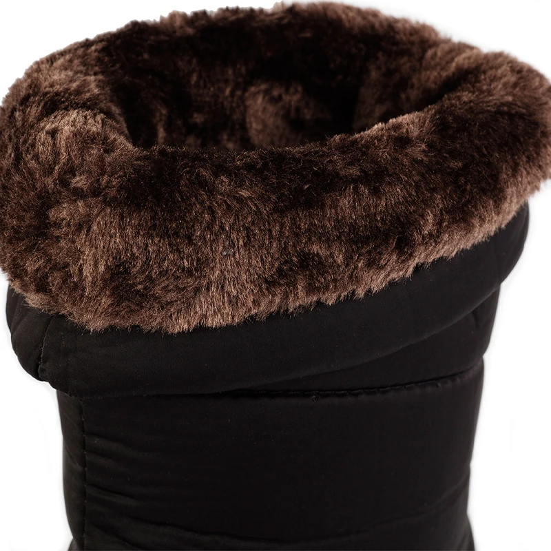 Snow Boots Women Winter Waterproof Mid-Calf Boots Fur Plush Warm Shoes Tassel Black Couple Fashion