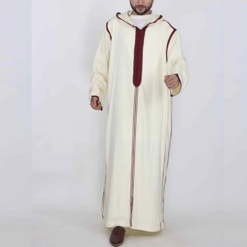 Men Robe Muslim Clothes Loose Hoodies Arab Middle Robe Durable Kaftan Muslim Thobe Dubai Long Sleeve Gown Ethnic Clothes - Image 4