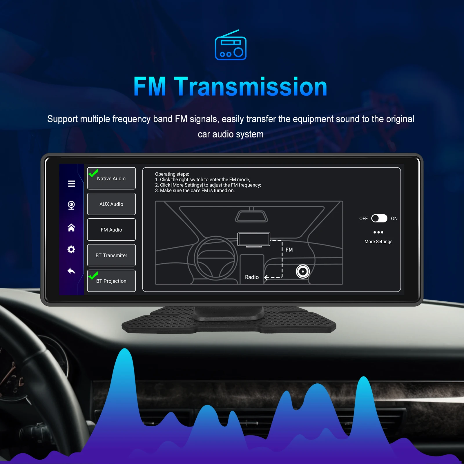 4+64G Android 13 Car Monitor Wireless Carplay Android Auto 10.26'' Dashboard Dash Cam GPS WIFI Front Camera Smart Player car stereo touch screen display car display car dash cam video carplay adapter