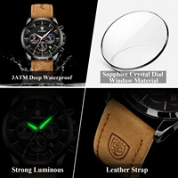 POEDAGAR luxe élégant homme montre-bracelet étanche chronographe lumineux Date homme montre en cuir Quartz sport hommes montres Reloj 4