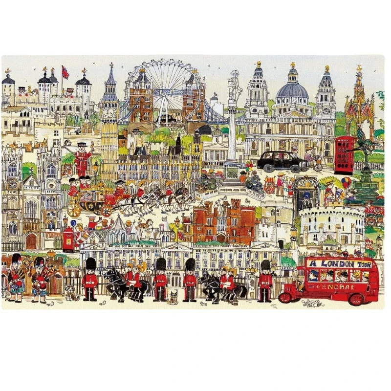 75*50cm Adult 1000 Pieces Jigsaw Puzzle Pictorial London Landscape Landmark Paintings Stress Reducing Toys