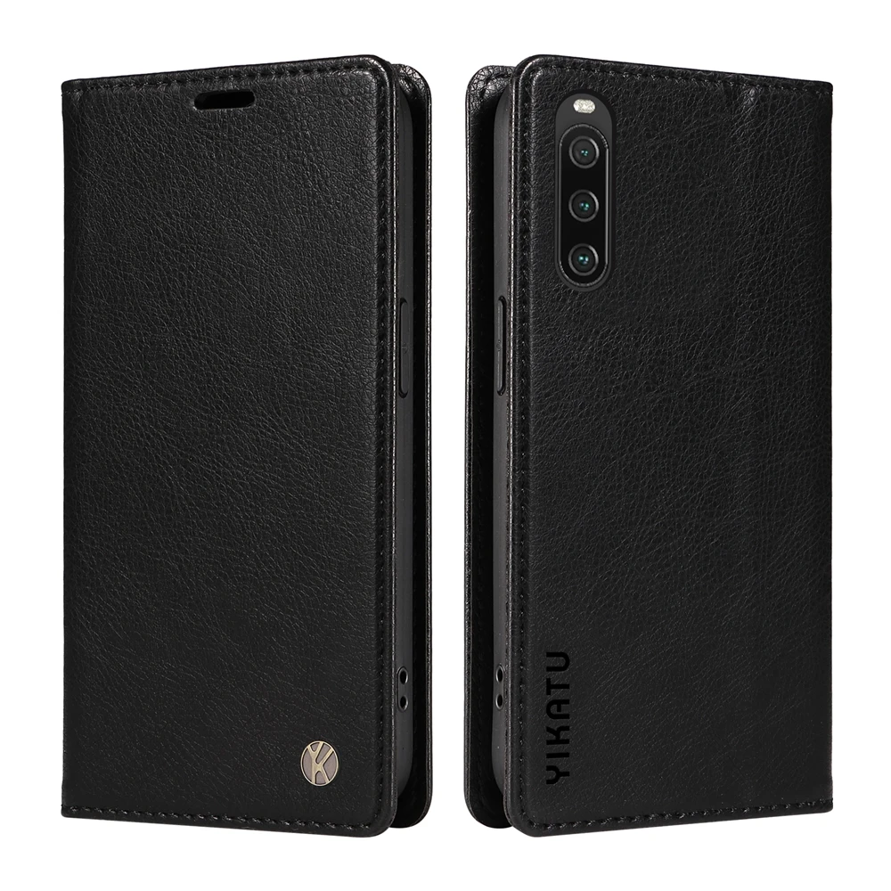 Premium Litchi Stria Leather Magnetic Wallet Flip Case