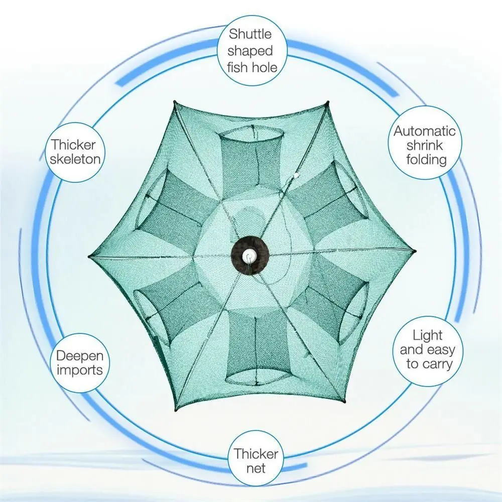 Automatic Fishing Net Shrimp Cage Fishing Bait Trap Crab Net Crawdad Shrimp Cast Dip Cage Fish Minnow Foldable