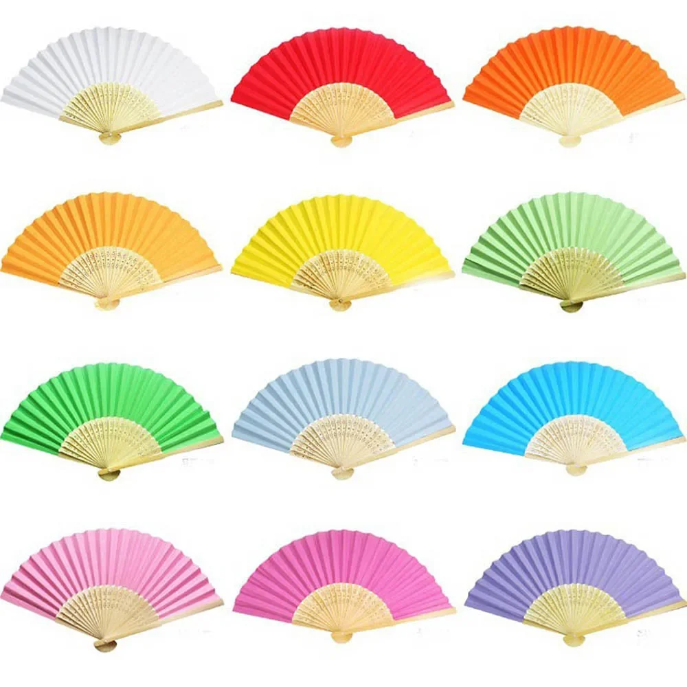 

Chinese Style Hand Paper Fans Folding Bamboo Fan Wedding Party Decoration Baby Shower Event Party Favors Supplies