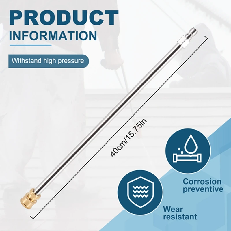 Pressure Washer Extension Rod 17-Inch Stainless Steel 1/4 Inch Quick-Connect Electric Washer Nozzle 6