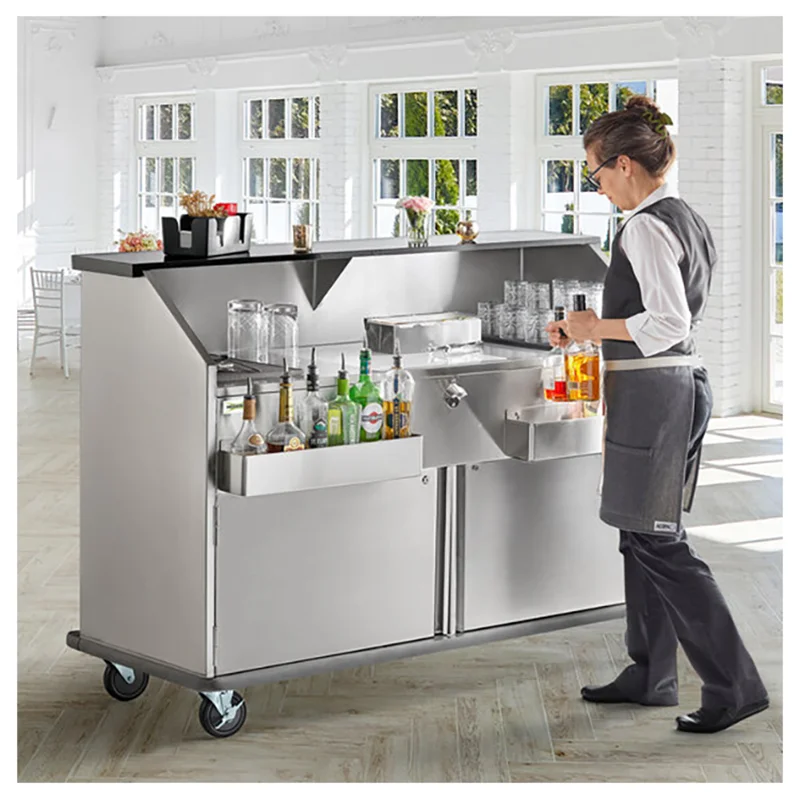 Modern removable bar station portable stainless steel cocktail bar