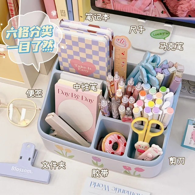 Ins Aranyos Kawaii Toll -Tartó Szervező Gyerek Lány Diákok Irodai Asztali Divat Nagy Kapacitású Levélpapír Tároló Doboz - Image 2