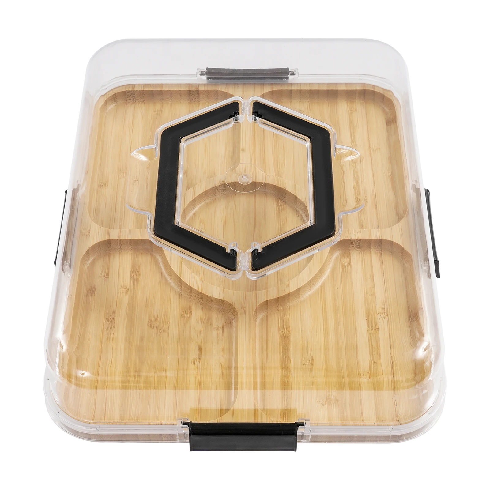 2-teiliges Charcuterie-Board mit Deckel, tragbares Charcuterie-Board mit Fächern, multifunktionales Käsebrett mit 5 Fächern – Detail 2