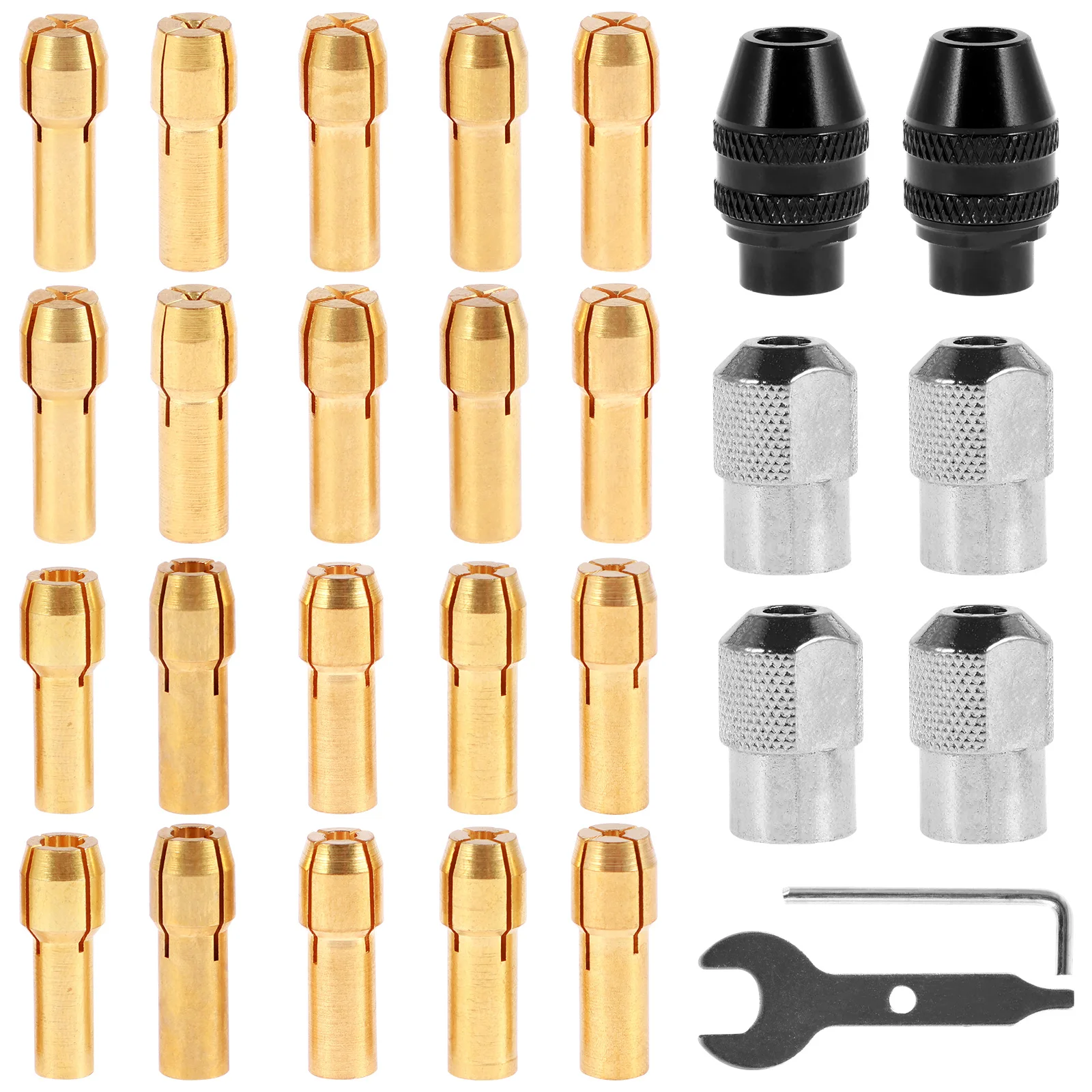 

28Pcs Drill Chuck Collet Set Metal Chuck Collet Kit Sturdy 1/32inch to 1/8inch Drill Bit Chuck Shank Replacement Rotary Tool