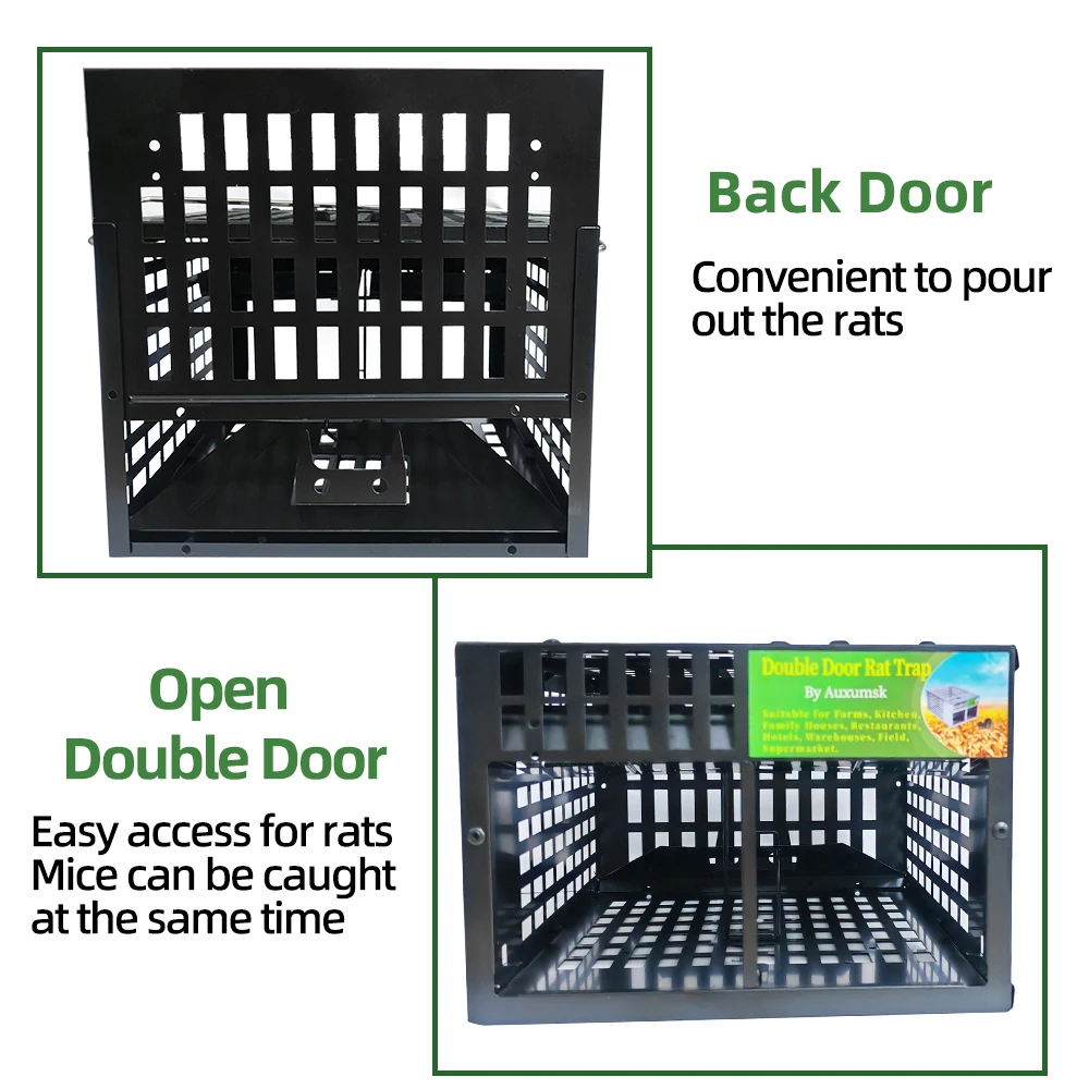 Black Double Door Live Multi-Catch Mice Mouse Trap Rat Trap Cage
