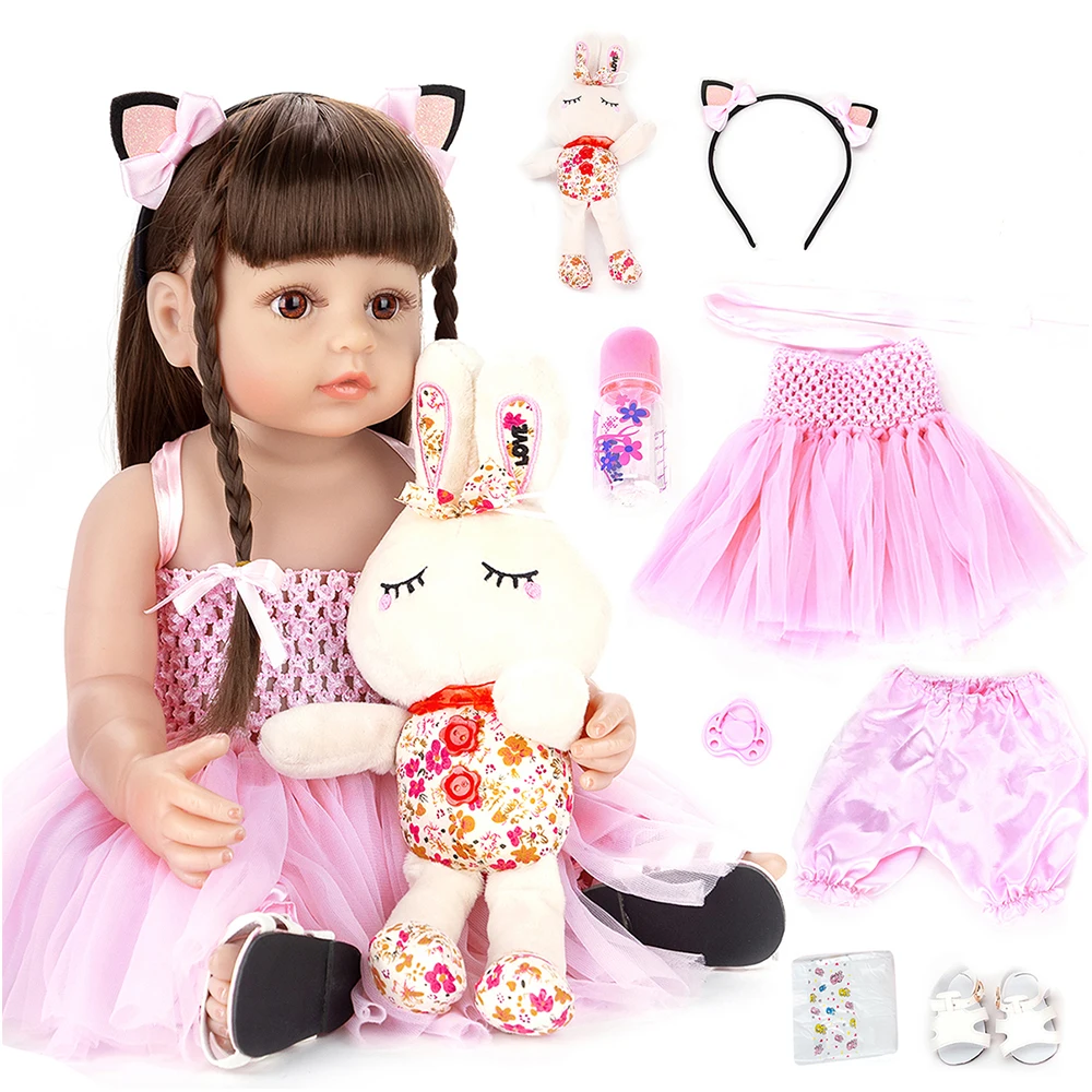 Boneca Bebê Reborn Doll Corpo de Silicone Pode Tomar Banho Com Chupeta  Magnetic Presentes De Natal Para Crianças Enviar Do Brasi