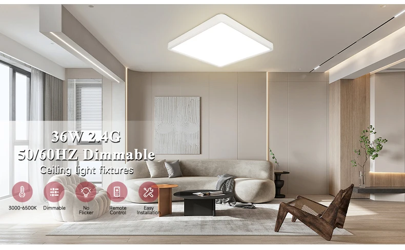 Description Picture 3 of itemSmart Led Ceiling Lamps Dimming Ceil Lustre Room Chandelier Remote Control Ceiling Panel Light Home Fixture 220V Square Lighting