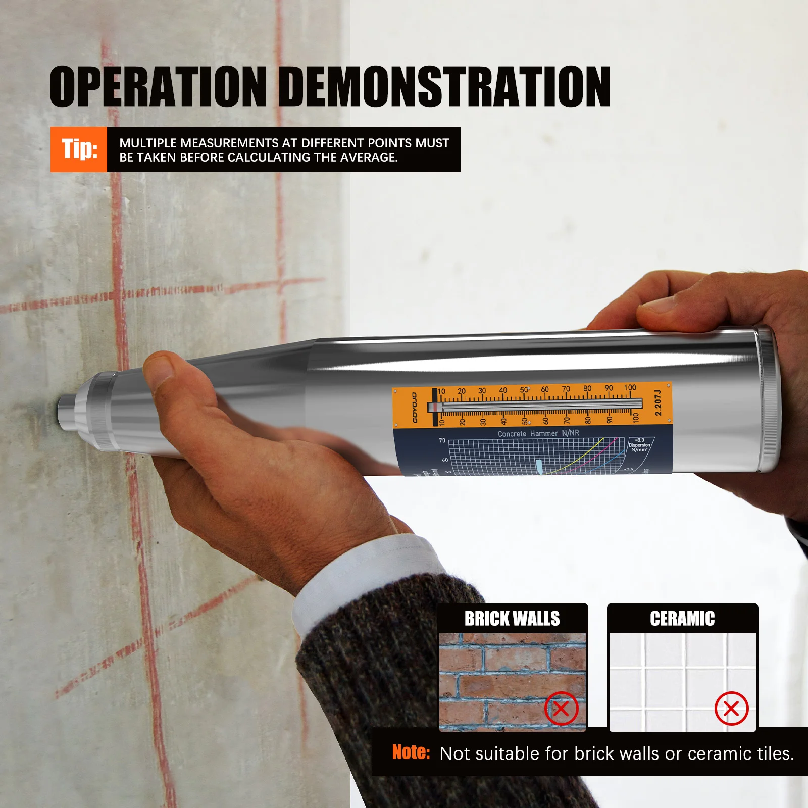 Concrete Rebound Tester Concrete Rebound Hammer Tester Resiliometer Test Meter Tool