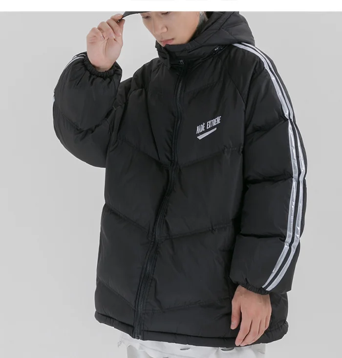 down coats & jackets Winter 2022 Hooded Padded Jacket Coat Hip Hop Thick Parka Jacket Streetwear Harajuku Punk Rock Jacket Warm Outwear Black mens parka coats with fur hood