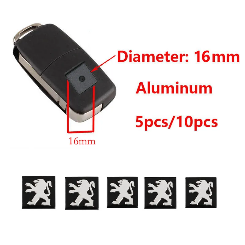 Car Remote Key Sticker Car Remote Key Sticker Aluminum Emblem Decoration Decal For Peugeot 206 207 308 307 208 107 508 301 406 607 106 407 205 3008 408