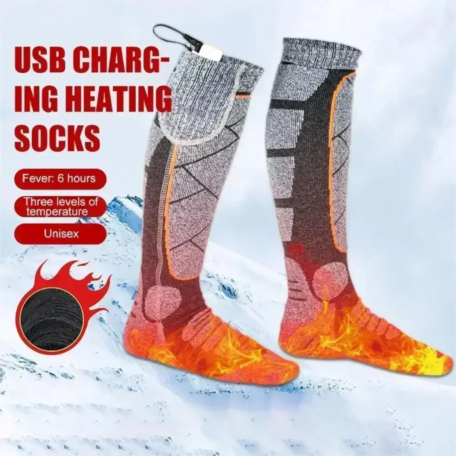 Intelligent Electric Winter Warm Socks For Anti-Cold Skiing Winter Heated Long Socks Outdoor Camping Hiking Warmth Stocking