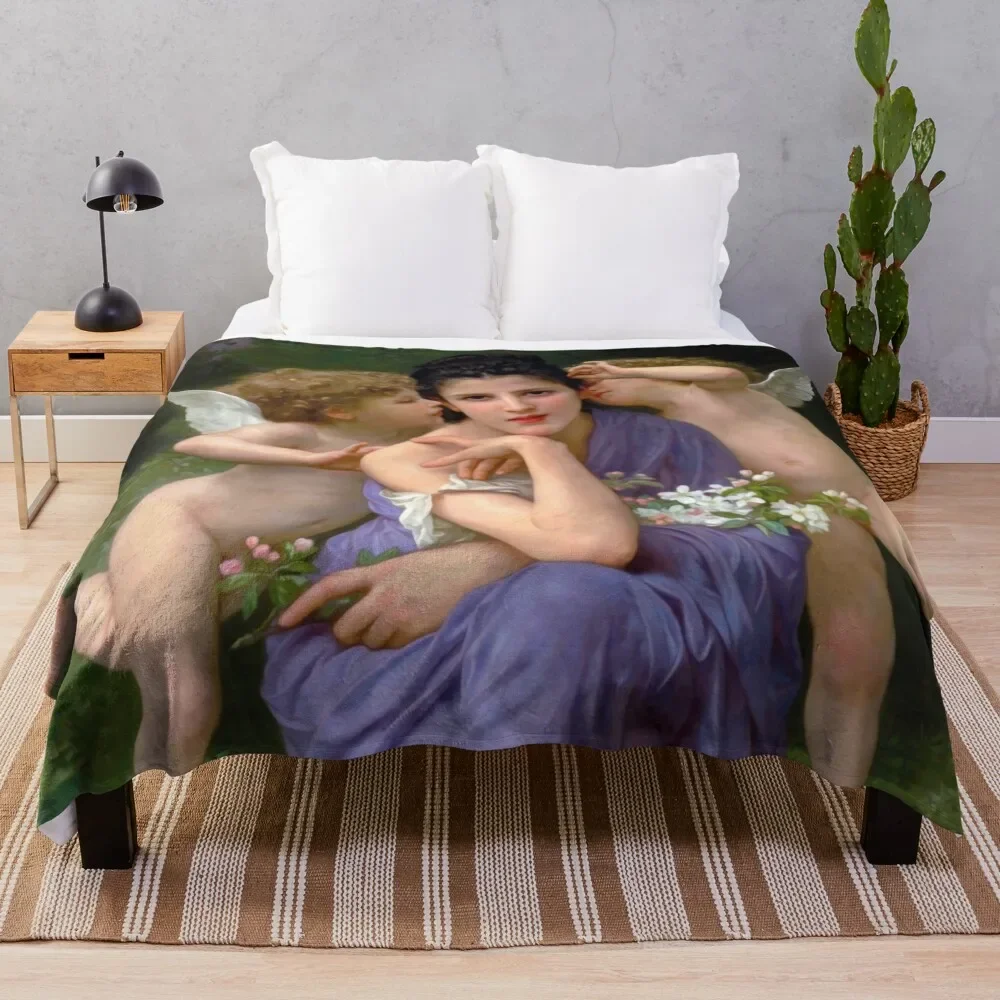 

Songs of Spring by Bouguereau Throw Blanket Fashion Sofas Kid'S valentine gift ideas halloween Comforter Blankets