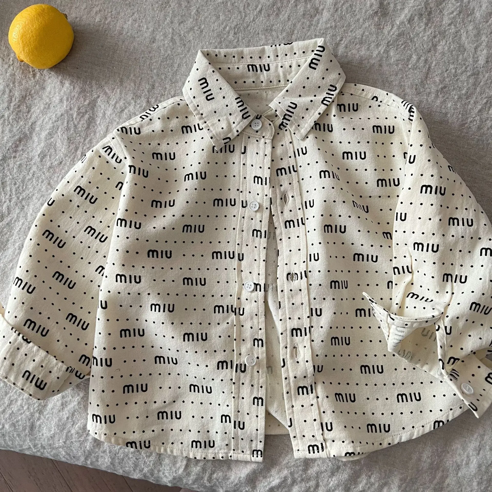 Children's Cotton Shirt Spring Long Sleeve Letter Print Boys Girls Top Trendy Cool Outerwear Baby Clothes Kids