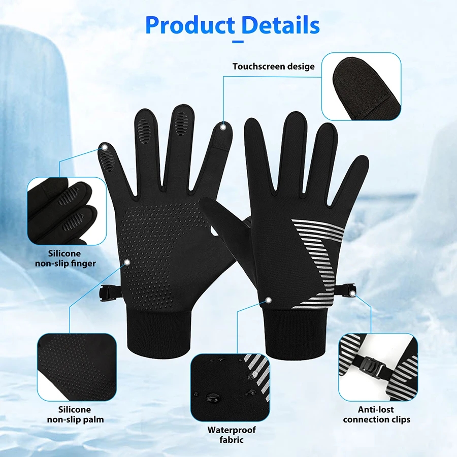 Outdoor sports, running gloves, warm winter cycling gloves, touch screen, plush cycling, windproof touch screen gloves