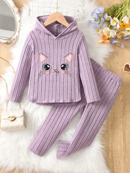 Girls Ribbed Hoodie Set 1