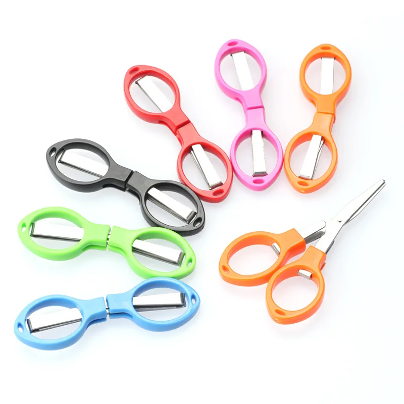 

50Pcs 8 Words Folding Scissors Plastic Handle Stainless Steel Student Classroom Learning Tools Mini School Supplies Scissor
