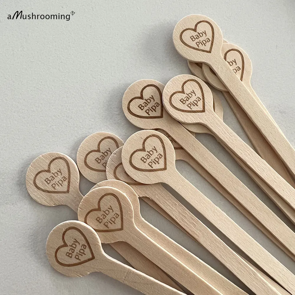 100pcs Round Stir Sticks with Name for Baby Shower Party Decoration Hot Cold Beverage Stirrers Cocktail Drinking Sticks