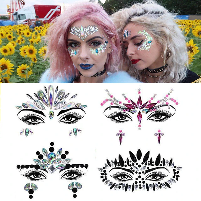 Shiny Rhinestones Makeup Face Jewelry Tattoo 3D Diamond Eyebrow Sticker