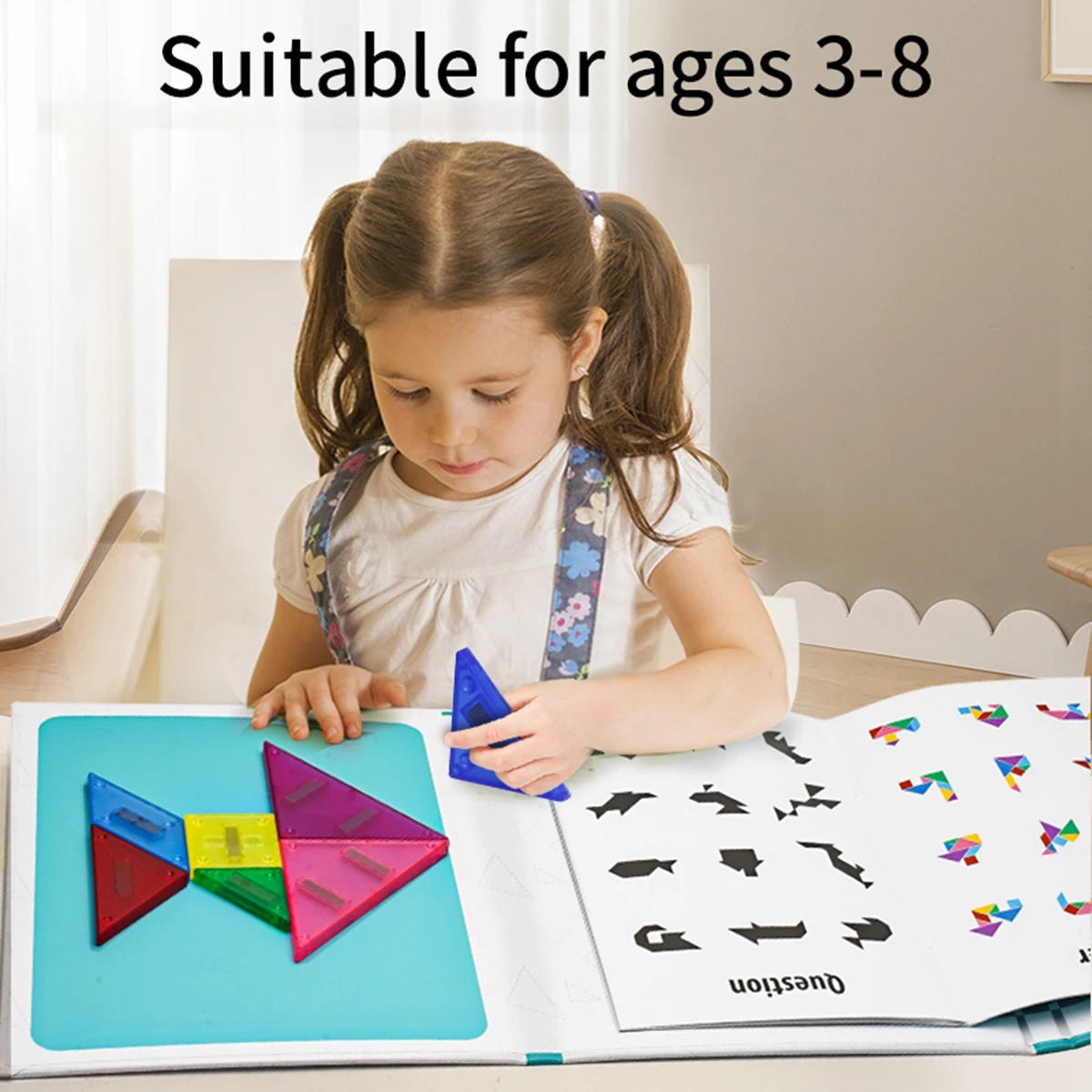 Children's magnetic tangram puzzle game various colors for boys and girls to learn and develop brain imagination