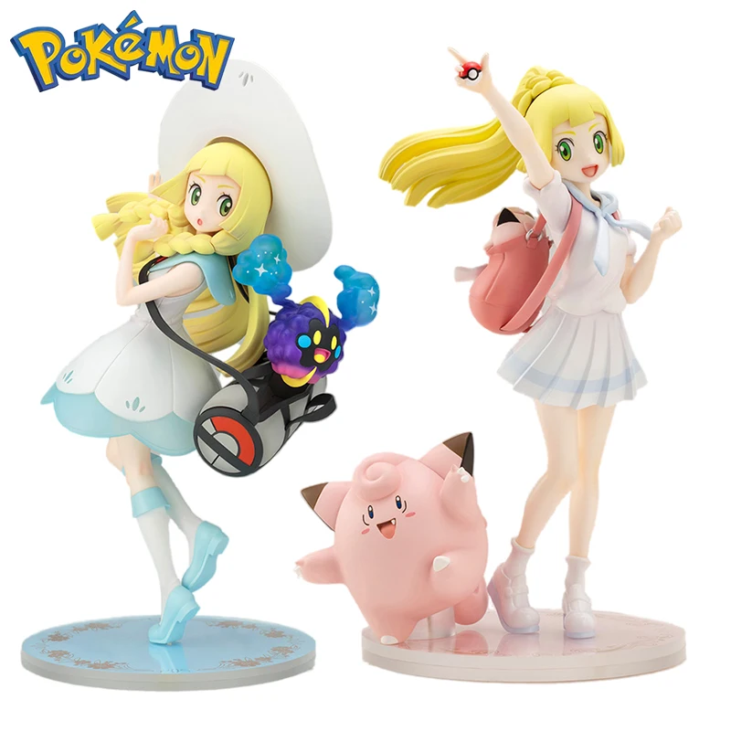 Originale Pokemon Lillie Figure Kotobukiya Center Lillie Con Cosmolg Clefairy Action Figurine Collezione Anime Modello Bambola Statua