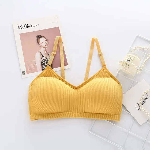 2022 Seamless Brassiere Bras For Women Full Cup Breathable Bralette Wire Free Sleep Bra Tube Top Bralette Thread Girl Women Bra Yellow