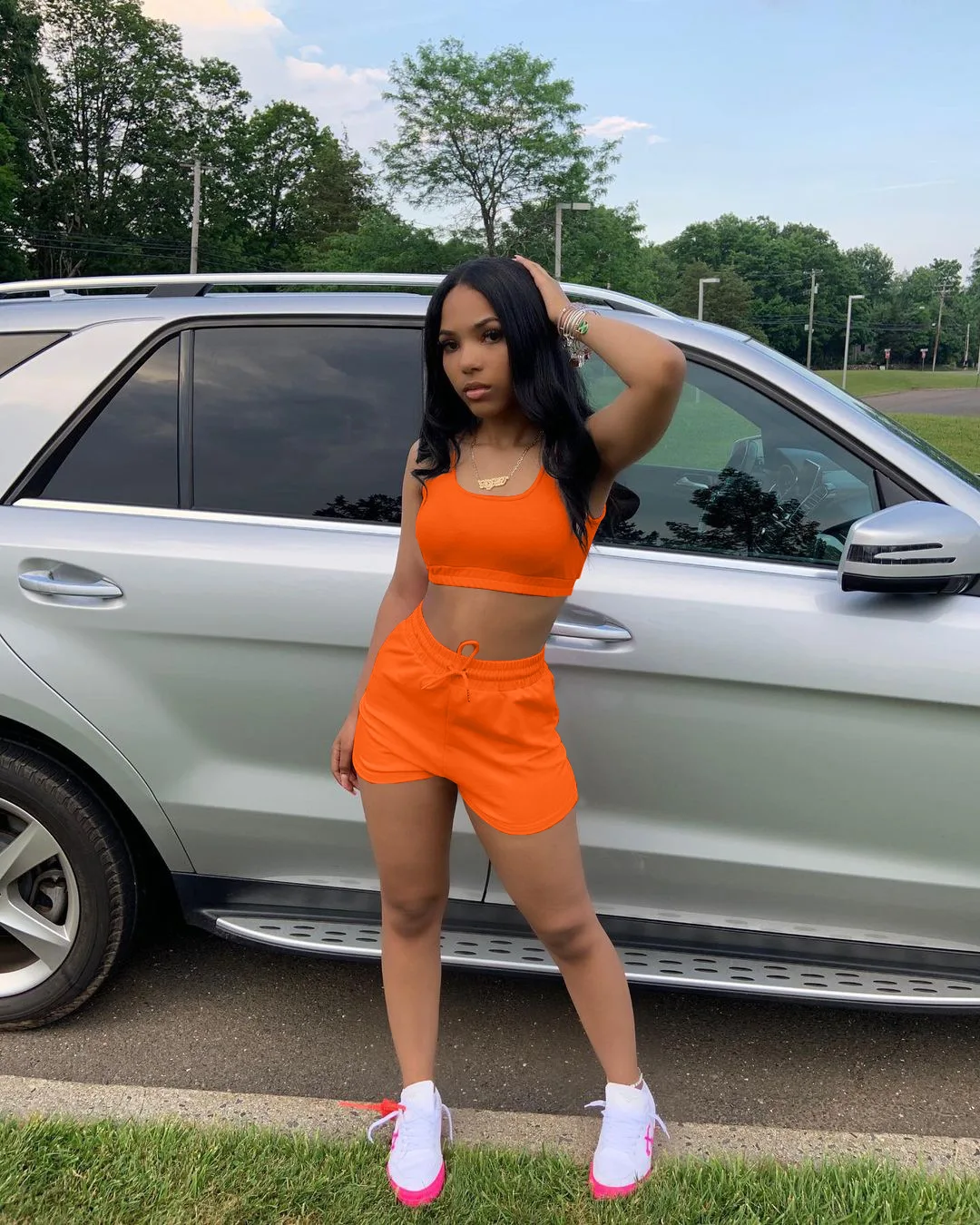 

Женский укороченный топ, жилет и шорты, костюм из 2 предметов, женская летняя модная однотонная Спортивная одежда для бега