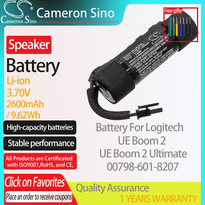 Batteria Cameronsino Per Logitech Ue Boom 2 Ue Boom 2 Ultimate Per Logitech 00798-601-8207 Batteria Per Altoparlanti 2600Mah 3.70V Li-Ion