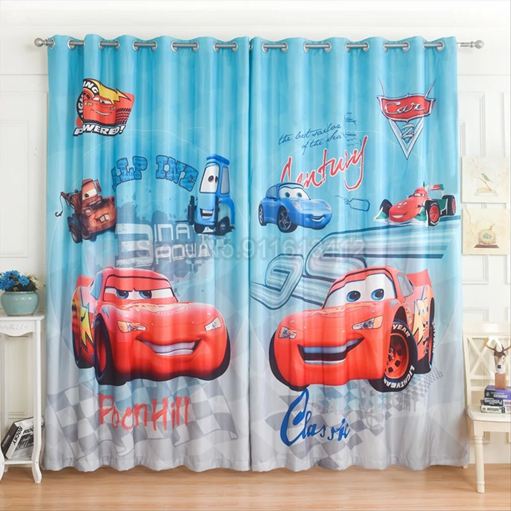 

Window Drapes Cute Lightning McQueen Car Blackout Curtain for Bedroom Living Room Disney Cartoon 63x63 Inch Drapes Home Textiles