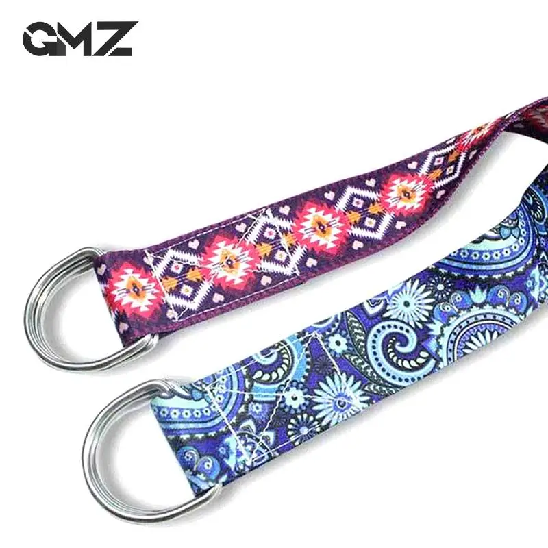 Colored Printed Adjustable Yoga Belt Double Ring Belts Yoga Strap