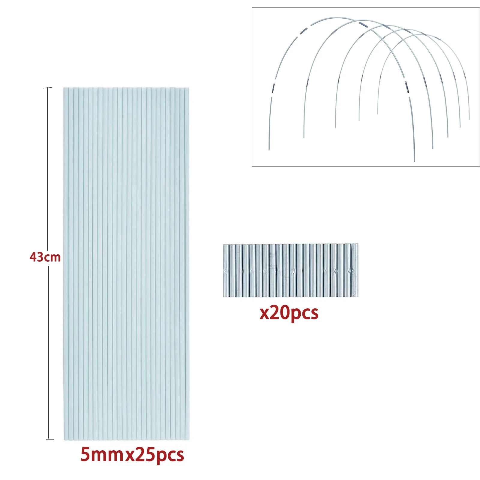 5mm Greenhouse Hoops Set Folding Fiber Rod Set for Gardening Greenhouse Seedling Arch Shed