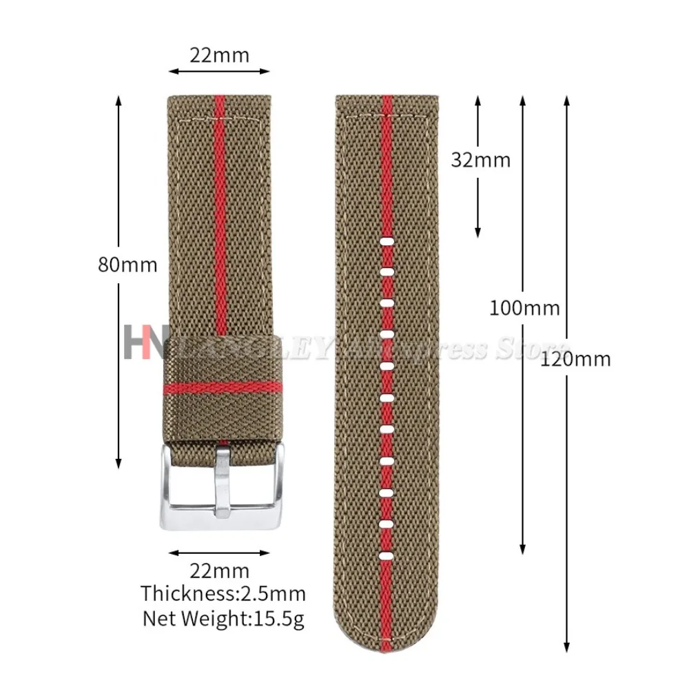 Military Sport Quick Release Nylon Strap with Woven Canvas Fabric, 20mm/22mm - Men's Watchband Bracelet