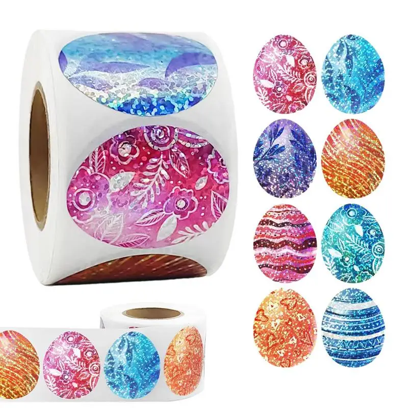 

Пасхальные наклейки в рулоне, блестящие самоклеящиеся Стикеры в рулоне, милые аксессуары для праздничных подарков, портативная наклейка для детей и