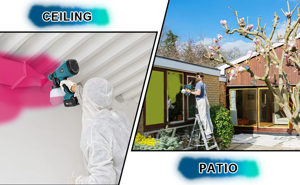 Compatible with  battery Cordless Paint Sprayer Handheld HVLP Spray Gun for Furn