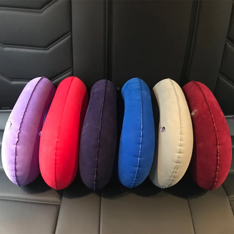 Ergonomic C-Shaped Neck Pillow, Polyester Travel  Car Support Cushion U-shaped Travel Inflatable Pillow 2