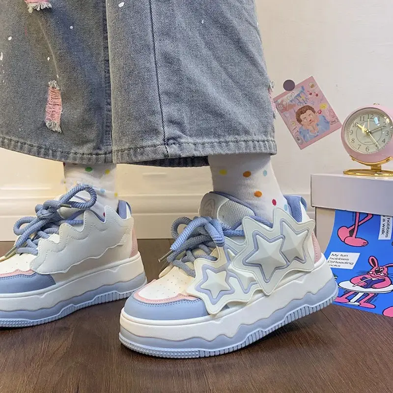 XINGX Women's 2024 Spring New Popular Niche Original Platform Casual Versatile White Shoes Fashion